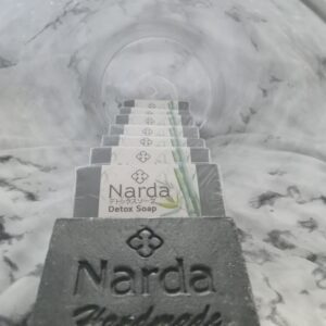 A close up of the logo on a soap bar